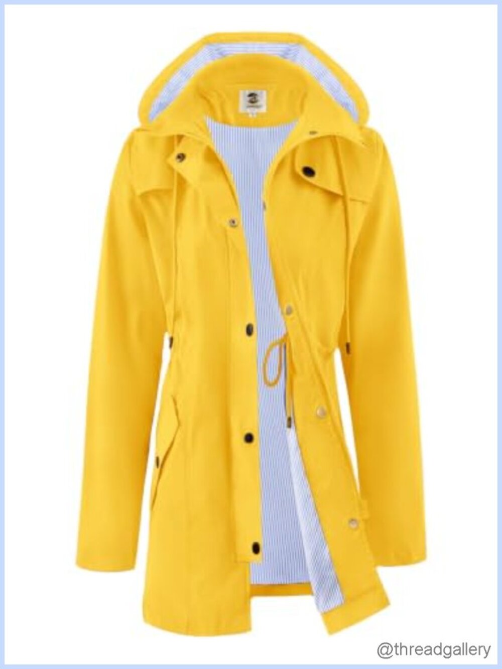 SaphiRose Womens Waterproof Rain Jacket Hooded Drawcord Waist Outdoor